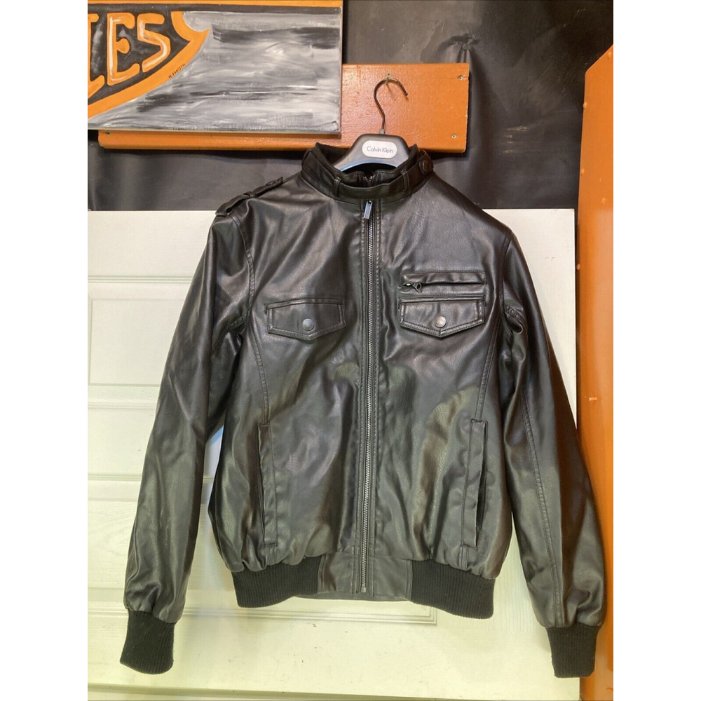 Buffalo David Bitton Black Vegan Leather Jacket Men’s Medium
